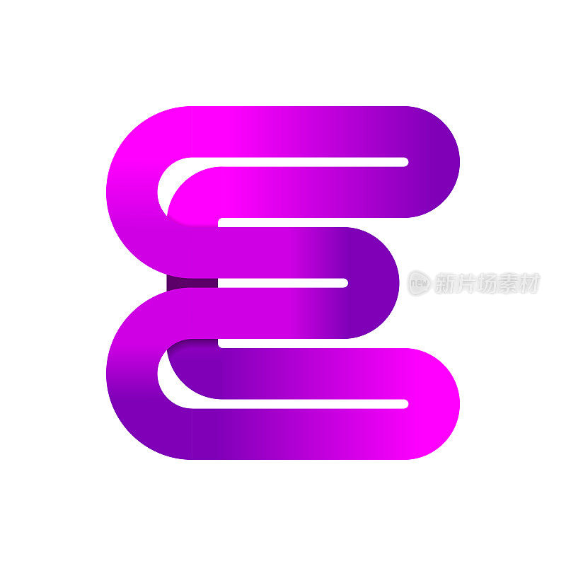 抽象字母E -创意符号模板矢量插图。公司标识以缎带、渐变色的封闭线条、曲折的路径为标志。霓虹灯发光的信。印刷字体。平面设计元素。